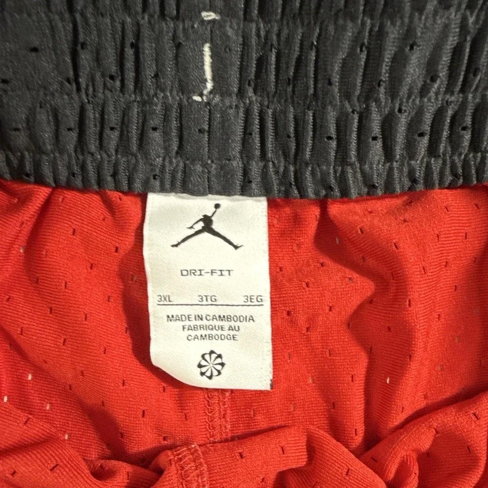 Jordan Dri-FIT Mens 3XL Red Black White Mesh Basketball Shorts Drawstring